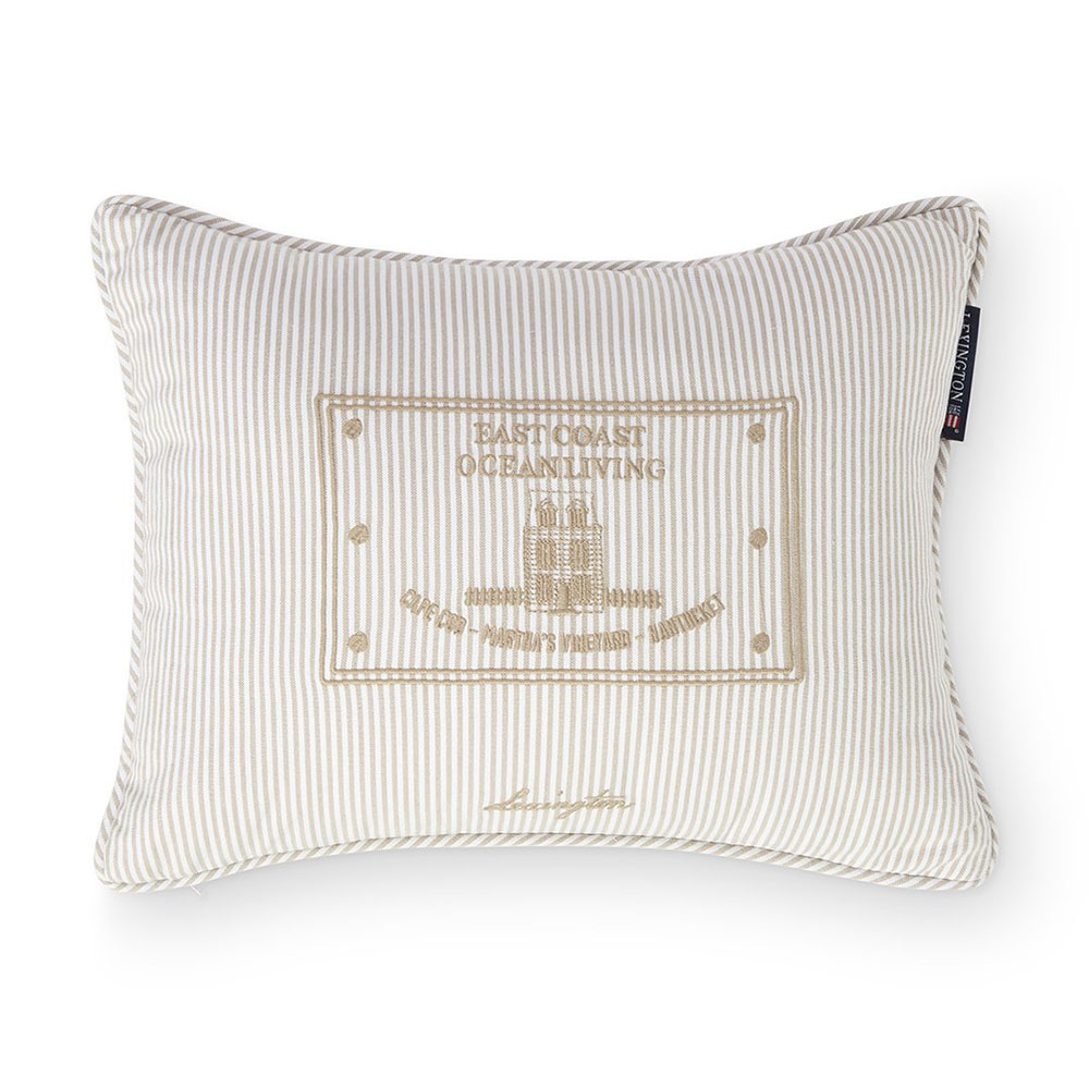 Lexington Beige/White Striped Organic Cotton Prydnadskudde